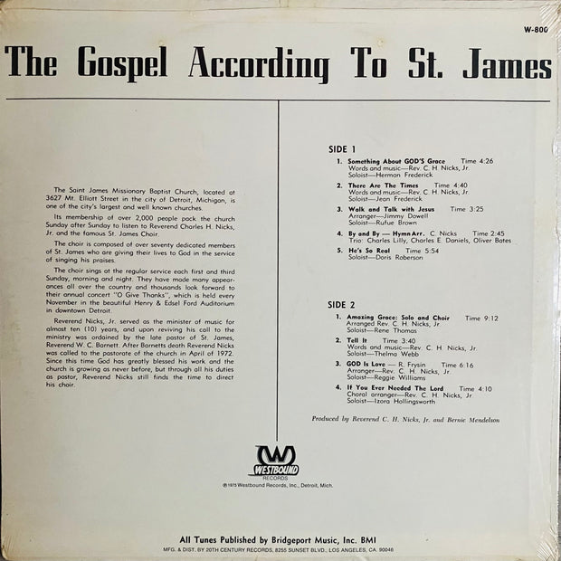 Saint James Choir of Detroit Michigan - The Gospel according to St. James